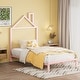preview thumbnail 22 of 46, Eye-catching Design House-Shaped Headboard Platform Bed Frame, Metal Slats Support Bed, No Box Spring Needed, No-Noise