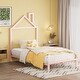 preview thumbnail 19 of 46, Metal Platform Bed with House-Shaped Headboard for Kids Twin - Pink