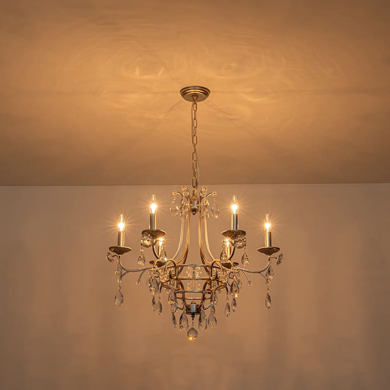 Antique Luxury Crystal Round Empire Candle Style Chandelier