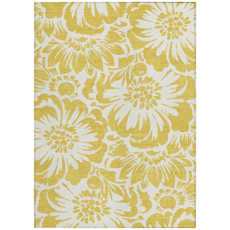 Allune Lush Floral Weather Resistant Blended Style Outdoor Rug