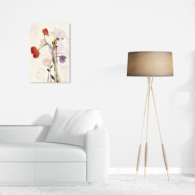 Wynwood Studio Canvas Floral and Botanical Floral Abstract Vase White and Vanilla Farmhouse Wall Art Canvas Print