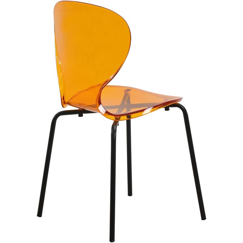 Stackable Plastic Dining Chair Set of 4 Transparent Modern Accent Side Chair for Indoor and Outdoor