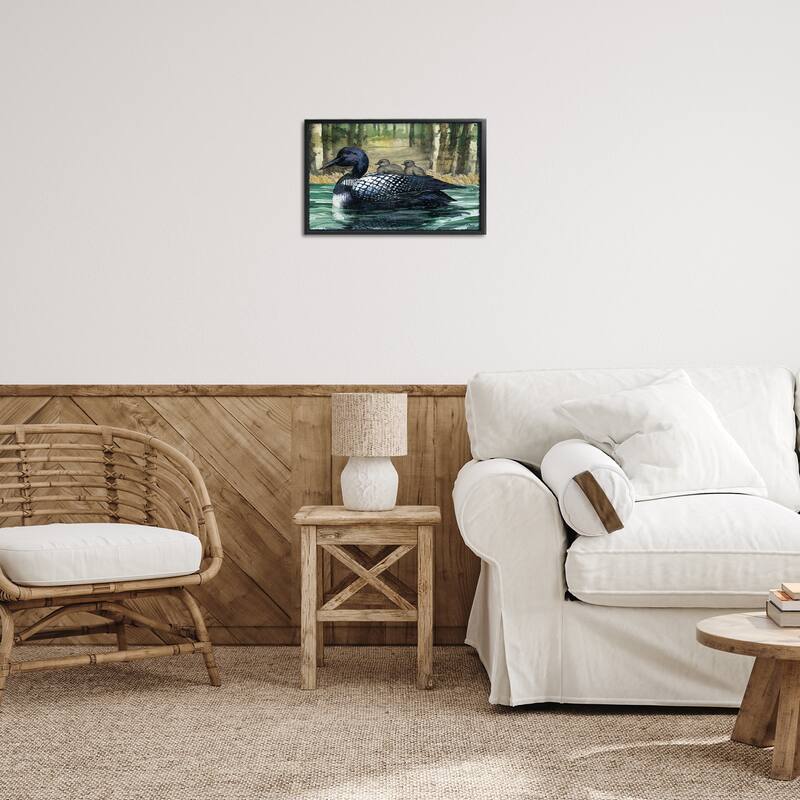 Stupell Loon Family on Lake Framed Giclee Art Design By Paul Brent
