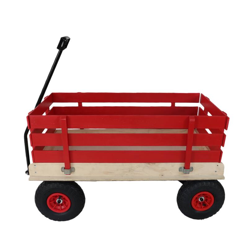 Children's and garden wooden carriages, all-terrain rubber inflatable wheelers, outdoor games, courtyard transportation