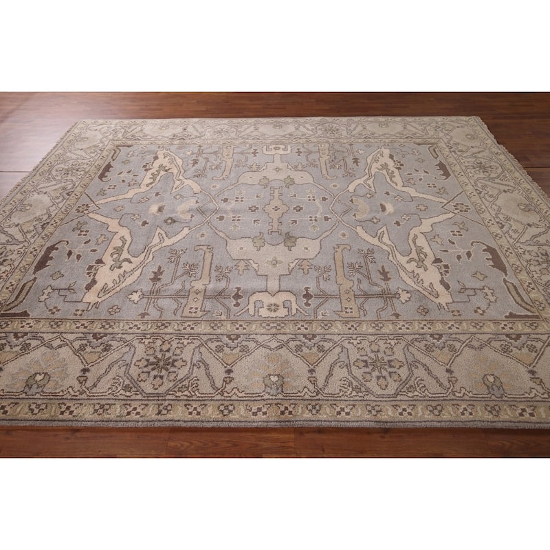 Gray Oushak Oriental Area Rug Handmade Wool Carpet - 8'3"x 9'11"