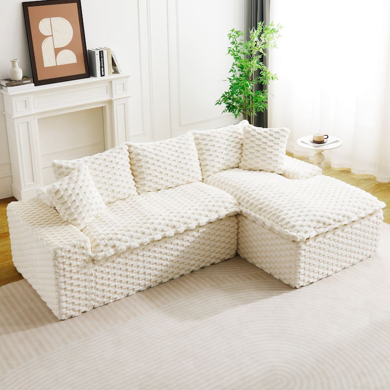Versatile Turtle Velvet Sectional Sofa with Loveseat Couch and Chaise Lounge, Free Combination Modular Compressed Couch