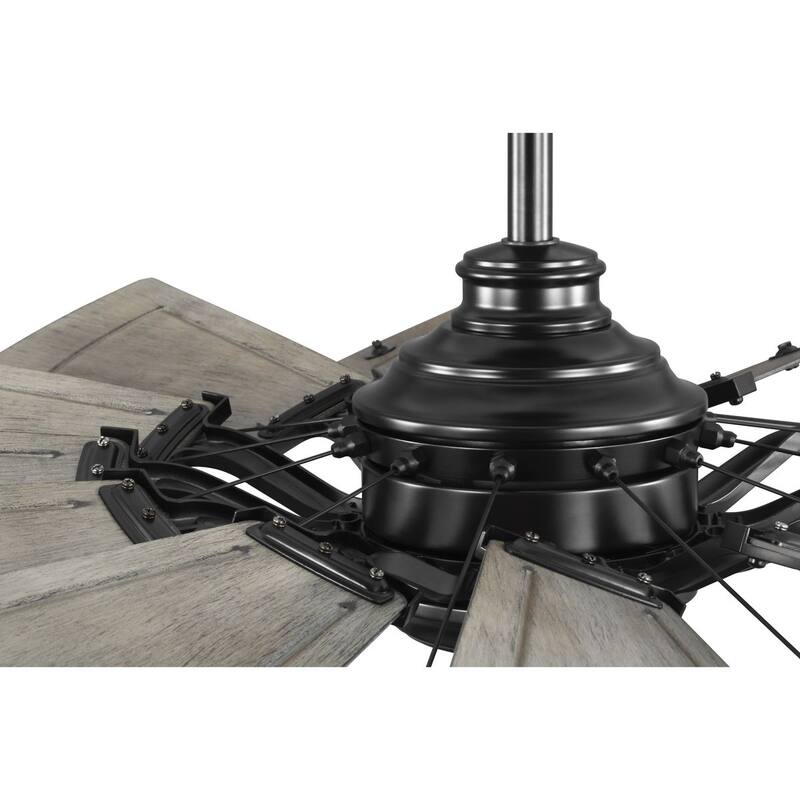 Springer II Collection 60-in Twelve-Blade Matte Black Modern Farmhouse Windmill Ceiling Fan - 60 in x 60 in x 16.26 in