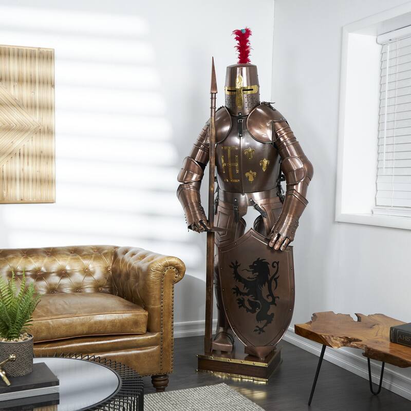 Stainless Steel Metal People Replica Medieval Full Body Suit Armour - Copper or Silver - Roche River Decor