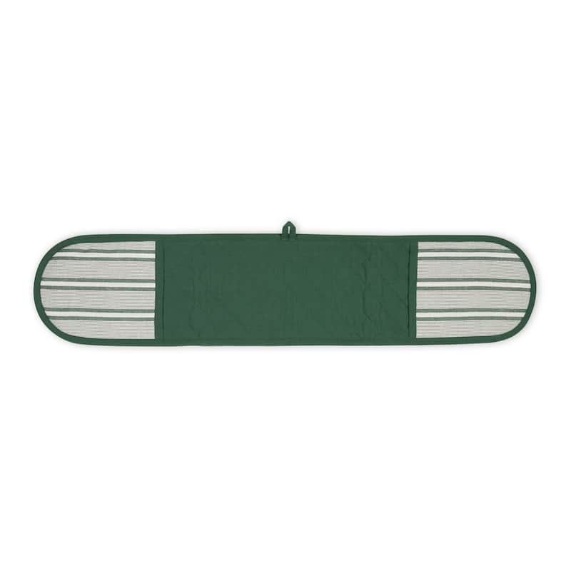 Chef Stripe Double Oven Mitt - Double Oven Mitt, 35x7.5" - Dark Green