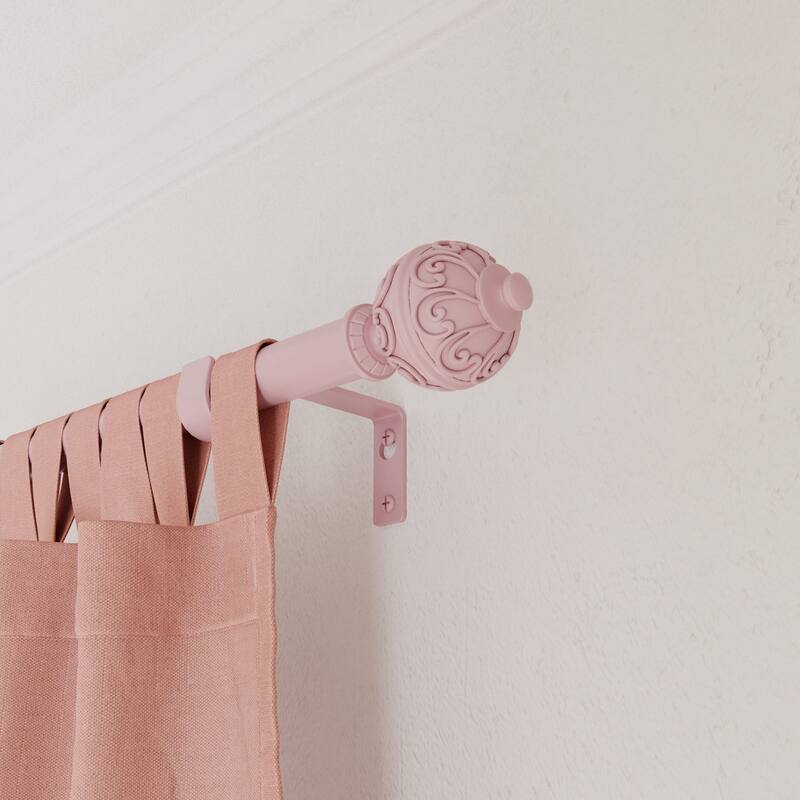 Acroma Adjustable Single Pink Curtain Rod for Window