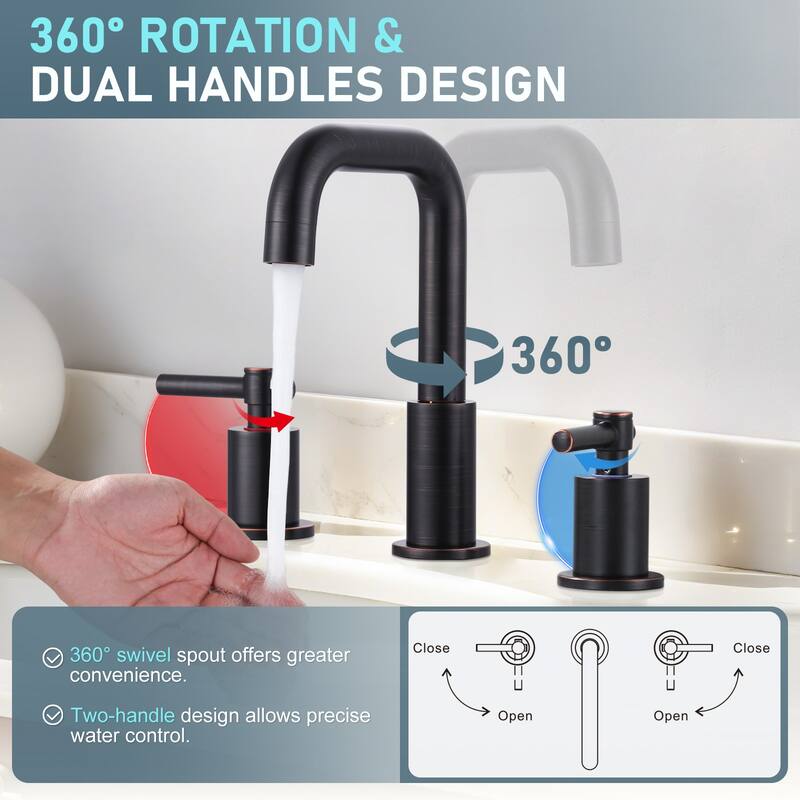 WOWOW 8 in. Widespread Double Handle Bathroom Faucet
