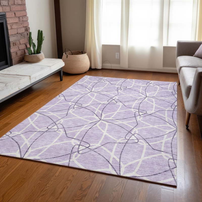 Machine Washable Indoor/ Outdoor Abstract Prism Chantille Rug