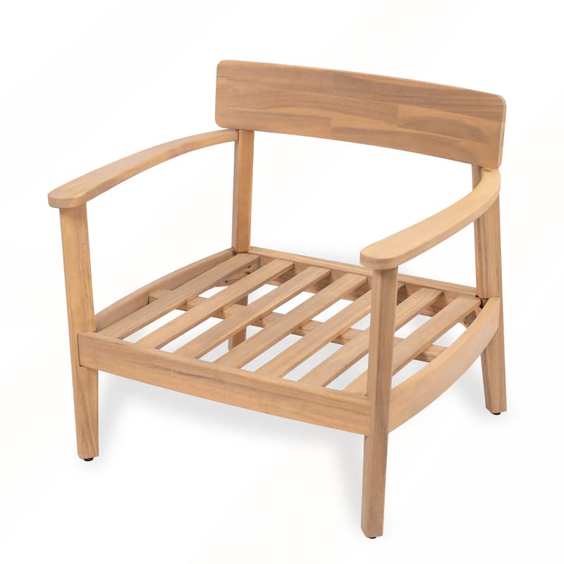 Acacia Wood Club Chair With Seat Cushion Set of 2