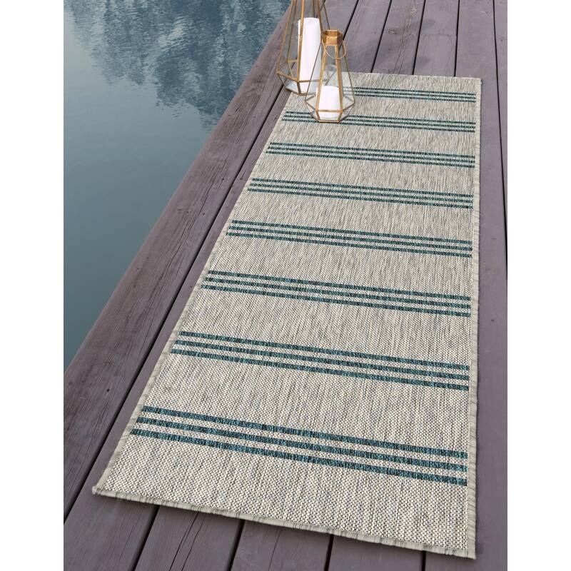 Outdoor Zrand Collection Area Rug - Light Gray - 2'x8'
