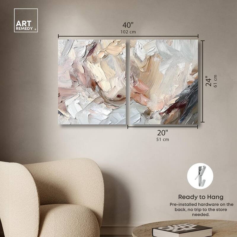 Running Horse Neutral I Canvas Set of 2 by Art Remedy, Gallery Wrapped