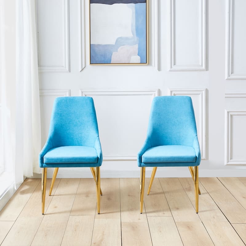 Fabric Dining Chairs Set of 2 - Light Blue