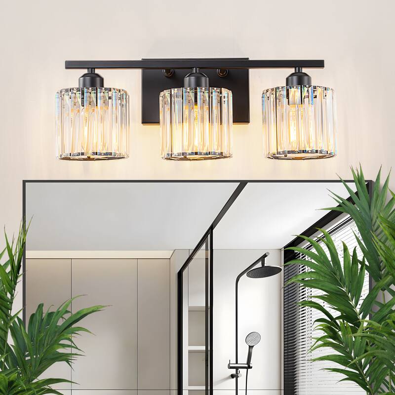 Starsky 3-Light 19inch Modern Bathroom Glass Crystal Vanity Light Wall Sconces