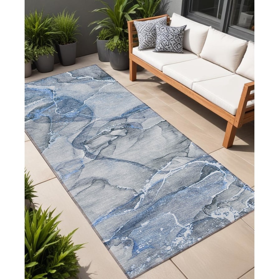 Alto Modern Art-Inspired Weather Resistant Blended Style Outdoor Rug