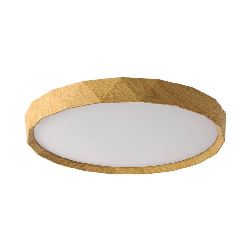 Dimmable LED Flush Mount Ceiling Light with Wood Look Finish 5 CCT 30W