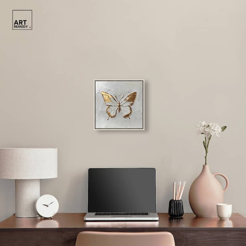 Simple Golden Butterfly Canvas by Art Remedy