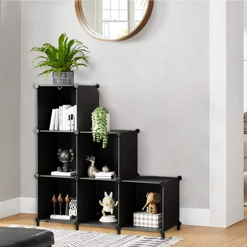 6-Cube Stackable Shoe Rack Organizer DIY Plastic Shoe Storage Cabinet for Closet & Entryway