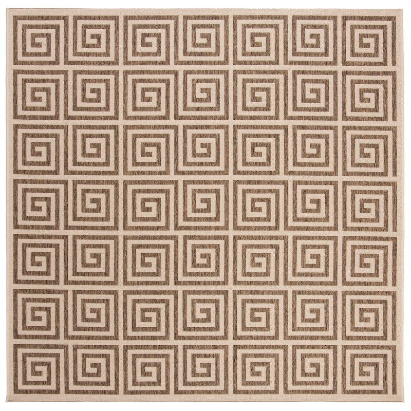 SAFAVIEH Linden Cathy Indoor/ Outdoor Waterproof Patio Backyard Rug - 6'7" Square - Beige/Cream