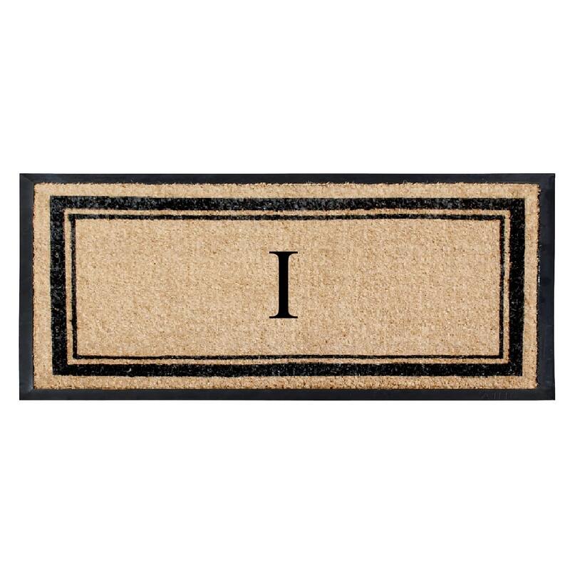 A1HC Natural Coir & Rubber Non Slip Thin Profile Front Door Large Monogrammed Door Mats 30x60 Inches - 30"x60" - I