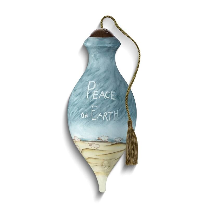 Curata Peace on Earth Angel By Cindy Shamp Hand-Painted Glass Ornament
