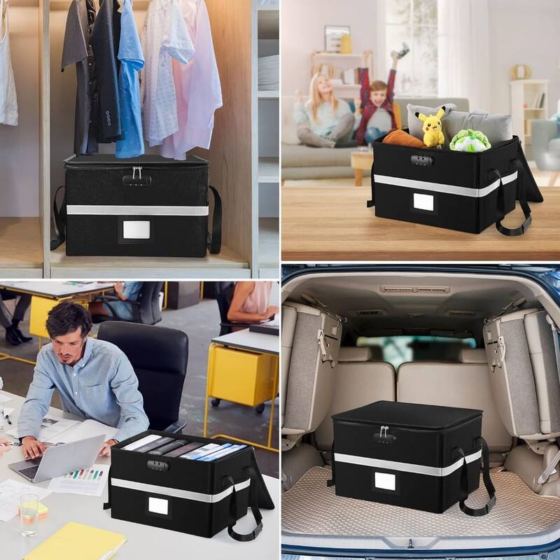 Fireproof Document Box Collapsible(black)