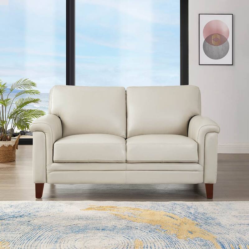 Hydeline Westcott Top Grain Leather Sofa Loveseat and Chair Set with Memory Foam and Springs