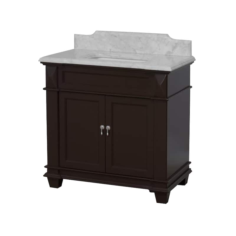 KitchenBathCollection Elizabeth 36" Bathroom Vanity with Carrara Marble Top