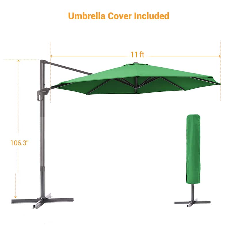 LIVOOSUN 11Ft Cantilever Patio Umbrella,Offset Hanging Umbrella