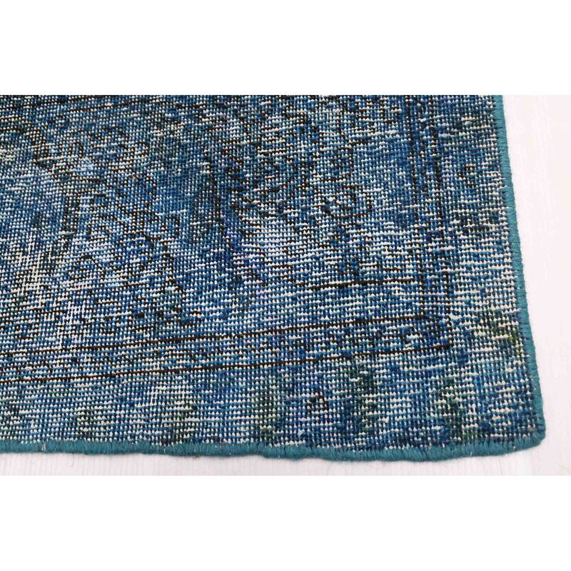ECARPETGALLERY Hand-knotted Color Transition Dark Blue Wool Rug - 2'11 x 9'4