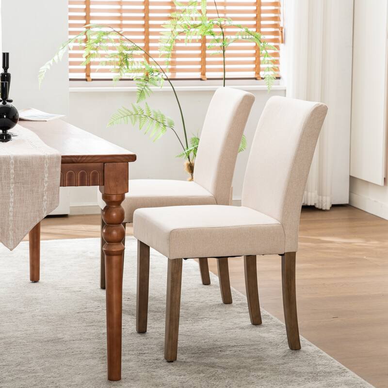 Upholstered Modern Dining Chairs, Linen Fabric Side Chairs Set of 2