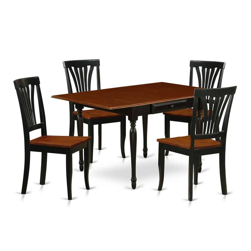 5-Piece Black and Cherry Finish Solid Wood Top-Dining Room Set -Seats 4