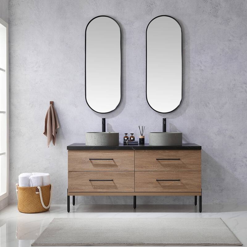 Trento Bath Vanity with Sintered Stone Top with Concrete Sink (R)