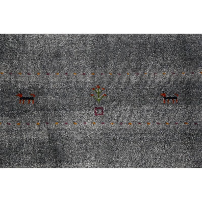 Hand Knotted Oriental 100% Wool Carpet Tribal Tribal Greys & Charcoal Gabbeh Area Rug - 9' 8'' X 8' 1''