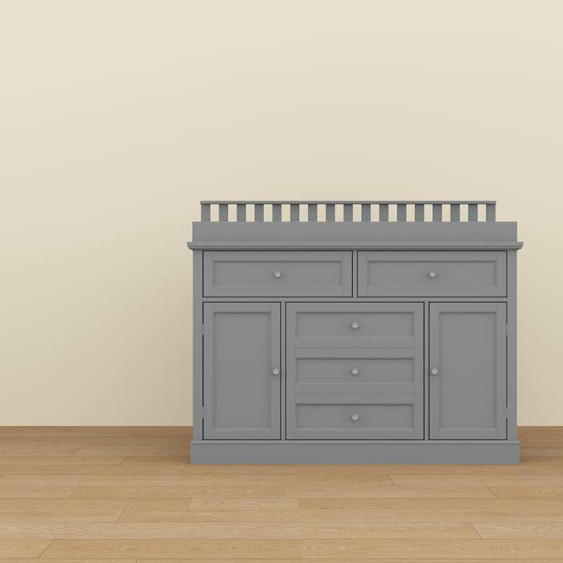 Classic White Baby Changing Table with Storage Cabinets and Drawers