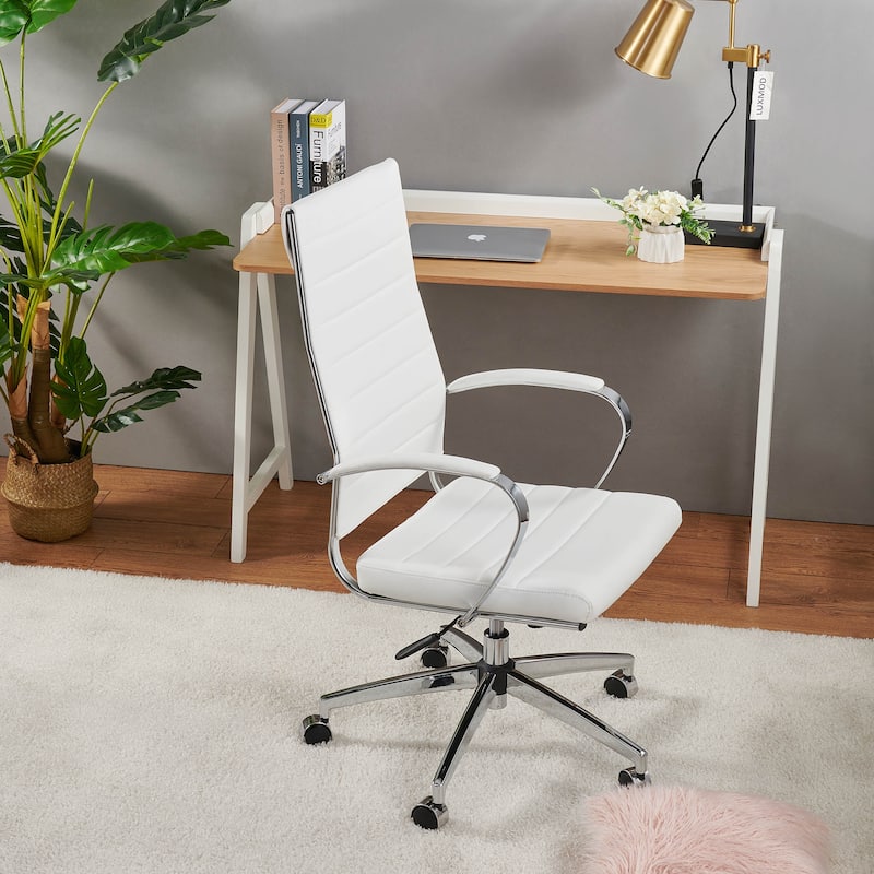 LUXMOD® Office Chair Faux Leather Silver Frame Adjustable and Swivel