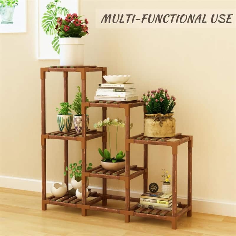 3-Tier Outdoor Wood Plant Stand for Multiple Plants