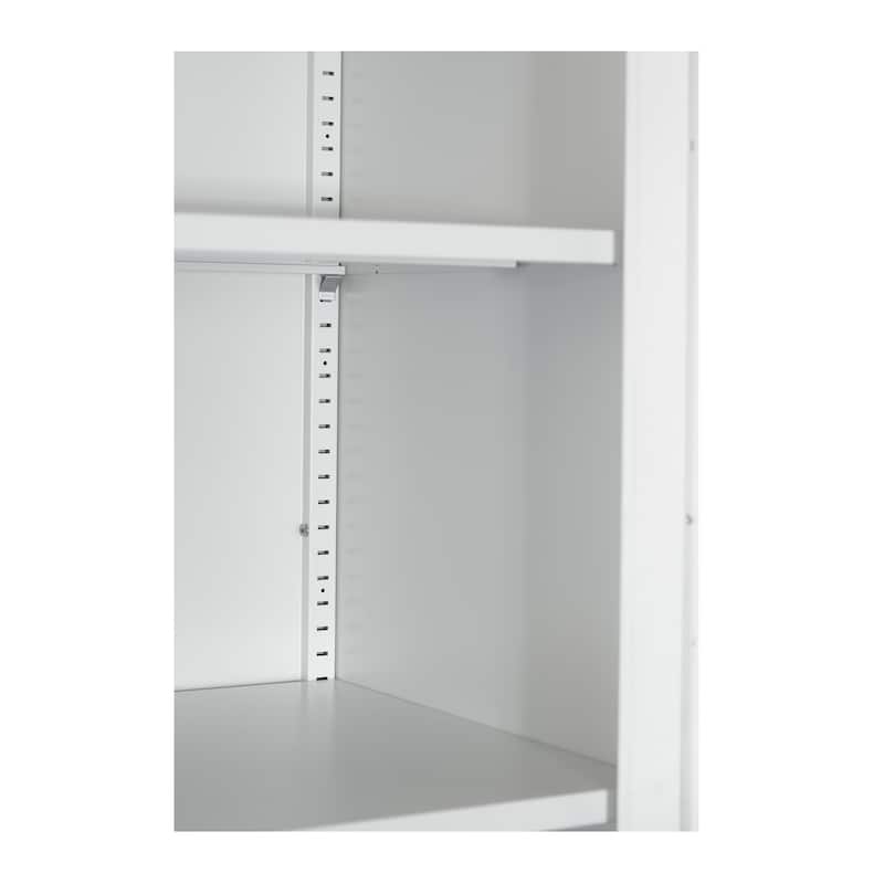 White Metal Wardrobe Closet with 2 Drawers and Hanging Rod, 71" Tall Bedroom Armoire Clothes Storage Cabinet with Shelf