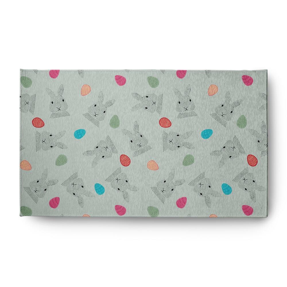 Bunnies and Eggs Easter Chenille Indoor/Outdoor Rug