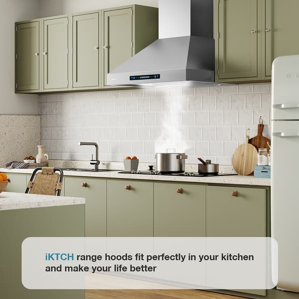 IKTCH 30/36 inch Vent Wall Mount Range Hood 900 CFM Efficient Smoke