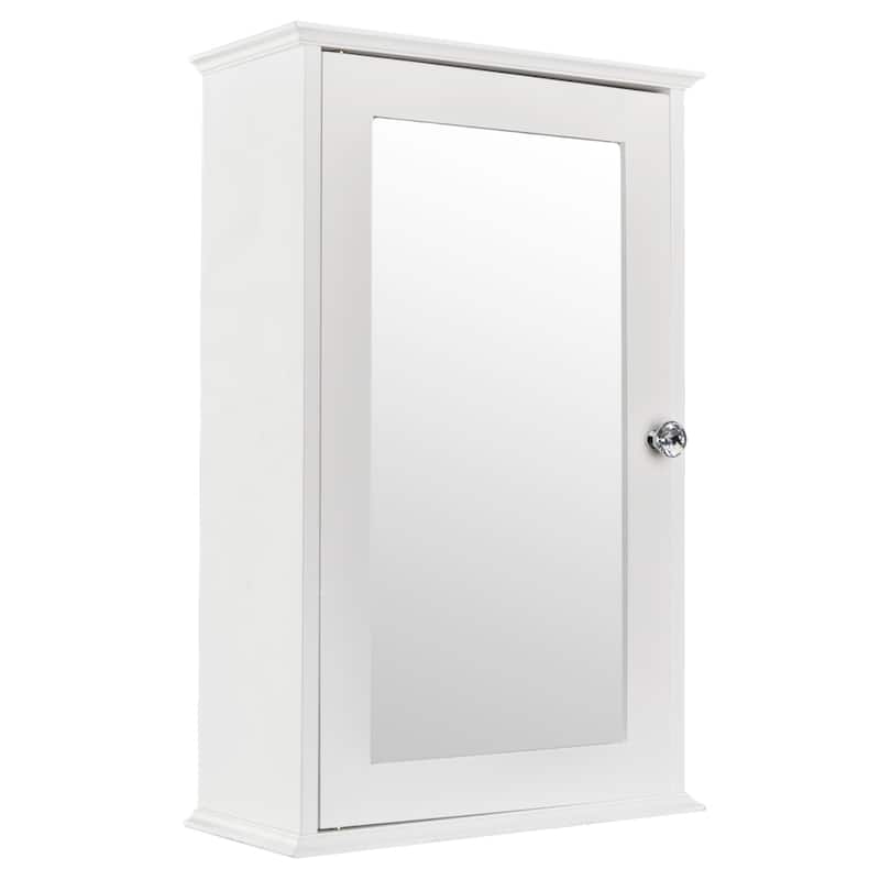1/2-Door Modern Wood Bathroom Storage Wall Cabinet w/ Mirror