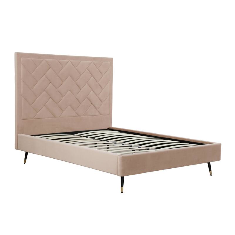 Manhattan Comfort Crosby Velvet Upholstered Bed
