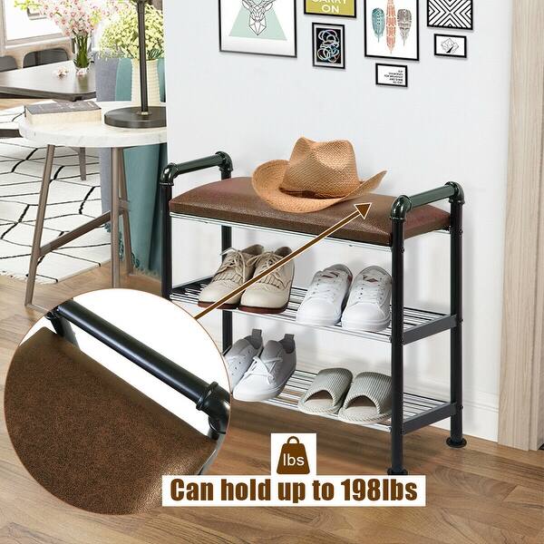 Shop Costway Metal Shoe Rack Storage Organizer Hallway Bench W