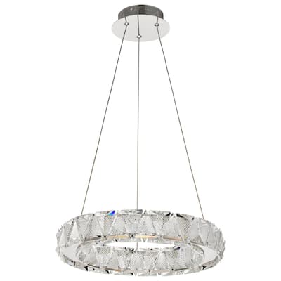 Asher LED 15 Inch Pendant Polished Nickel Finish K9 Crystal - Polished Nickel
