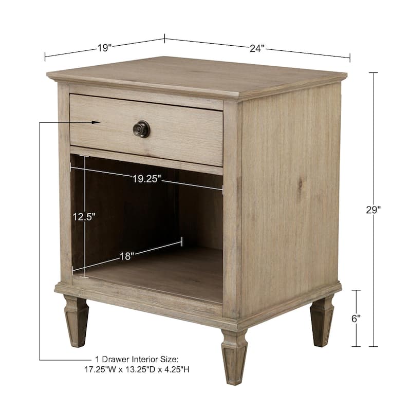 Madison Park Signature VIctoria One-Drawer Wood Nightstand with Shelf