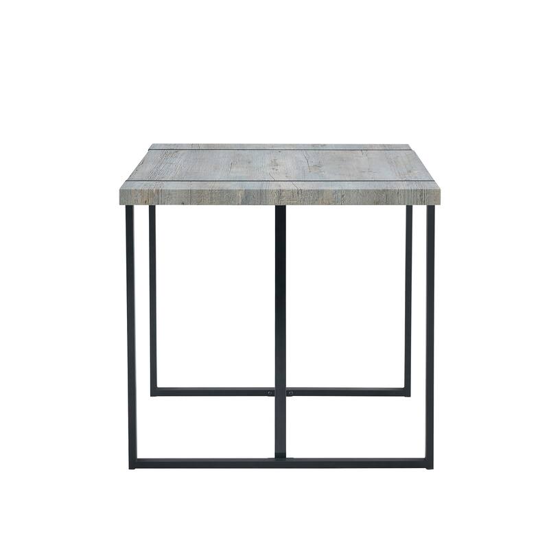 Roomfitters Industrial Dining Table for 4-6 with Light Grey Patterned MDF Top and Black Metal Frame