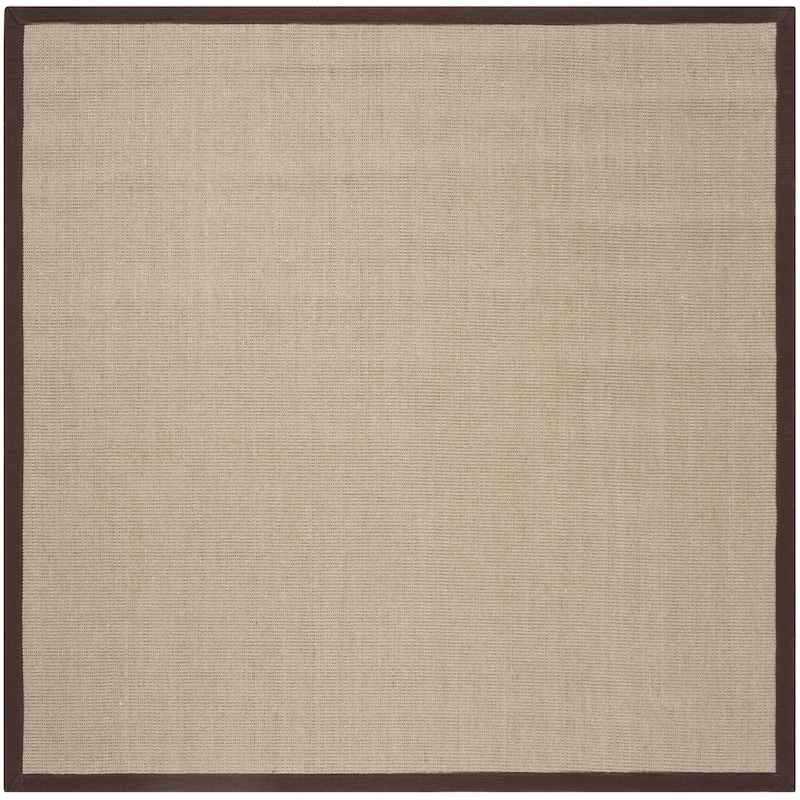 SAFAVIEH Natural Fiber Alleen Casual Border Sisal Rug - 6' Square - Sage/Brown